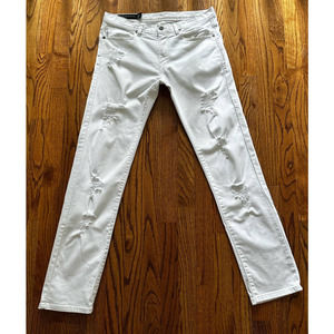 Armani Exchange Men's Straight-Fit Ripped White Jeans, size 32